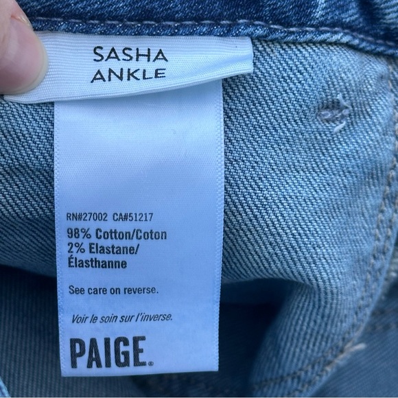 PAIGE Light Blue Sasha Ankle Wide Leg Jeans Size 28 - Picture 10 of 11